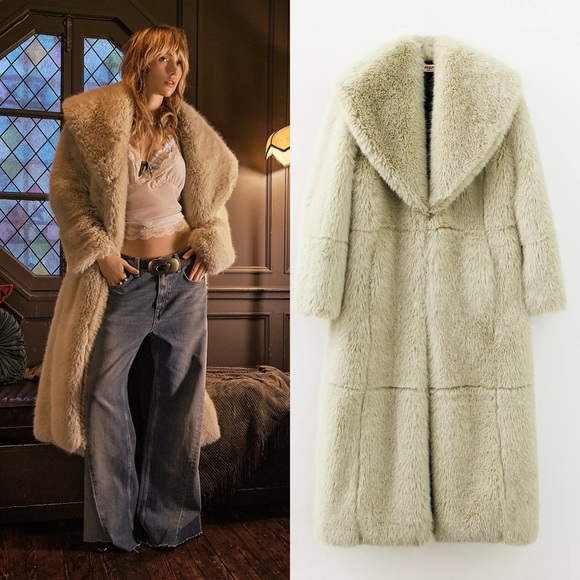 NWT Free People Shoreditch Faux Fur Maxi Top Coat Pistachio - Picture 2 of 7